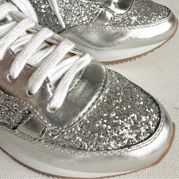 Kate Spade Felicia Glitter Sneakers Womens 5 Silver Leather - Picture 14 of 16